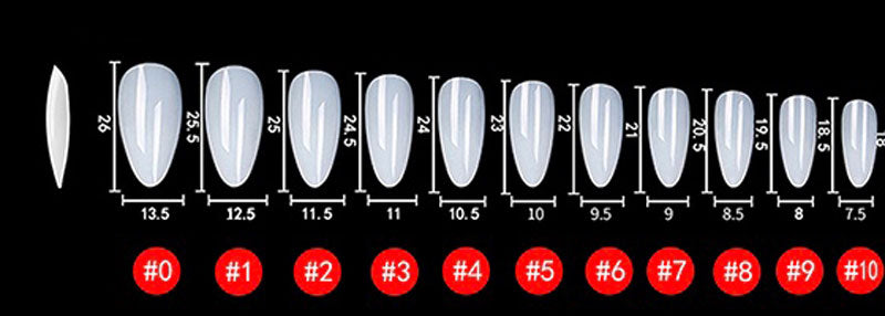 Soft Gel Nail Tips Long Almond Shape 500 in Tipbox