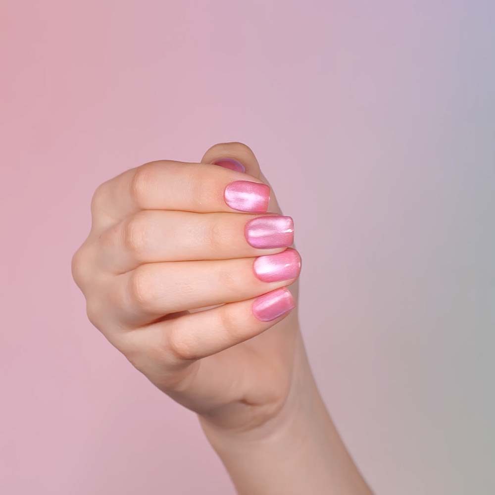 Gel Polish Shellac Crystal Cat Eye Pink