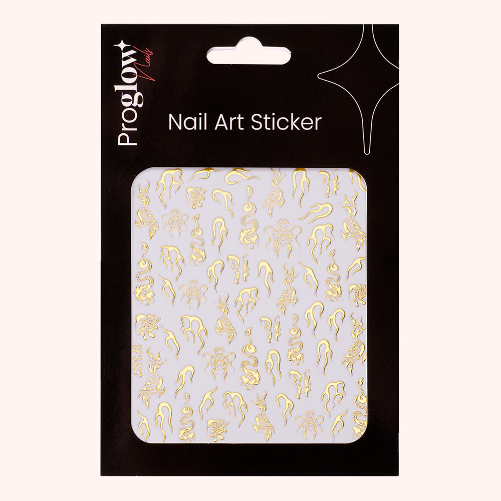 Nail Sticker Golden Flames