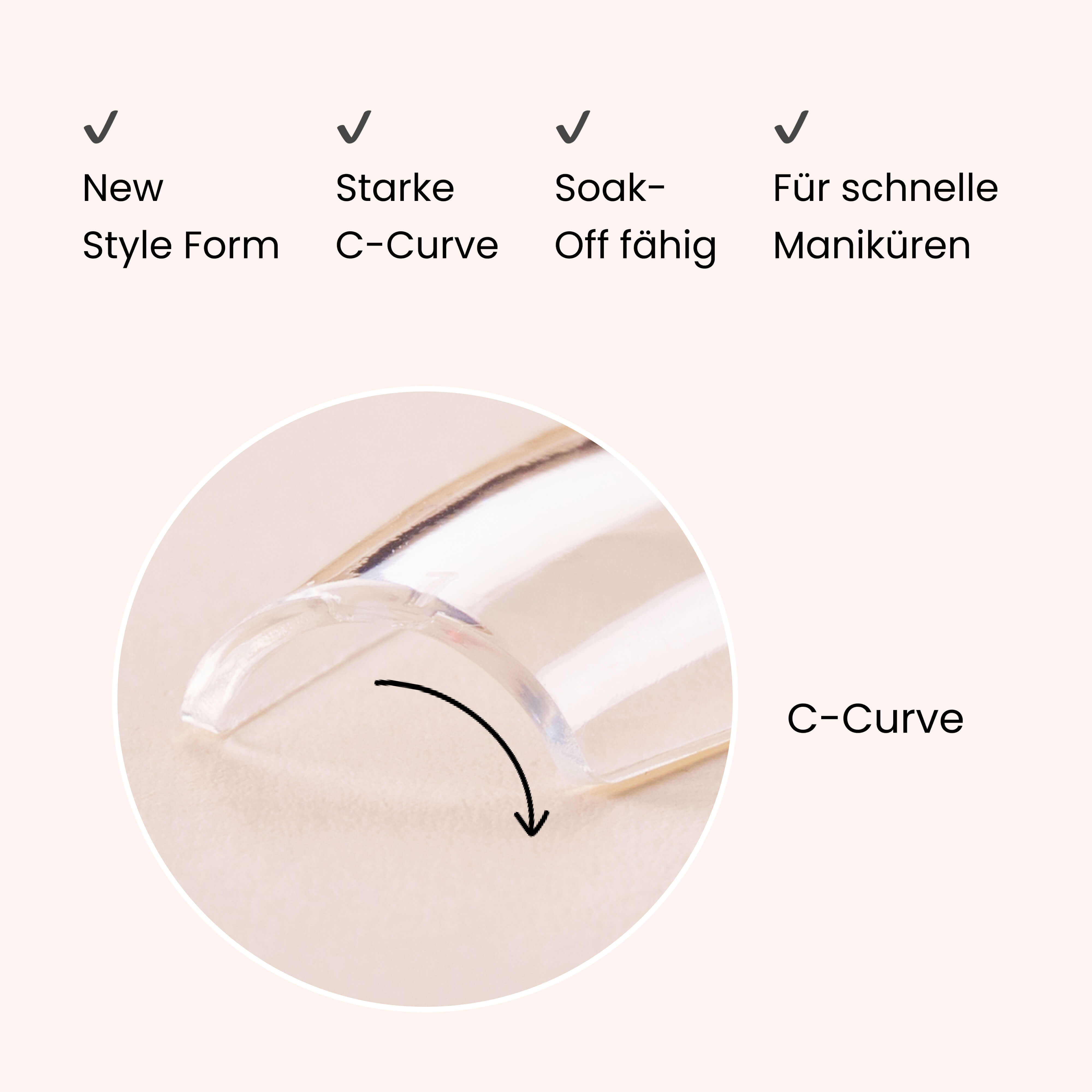 Soft Gel Nail Tips C-Curve Short Coffin 600
