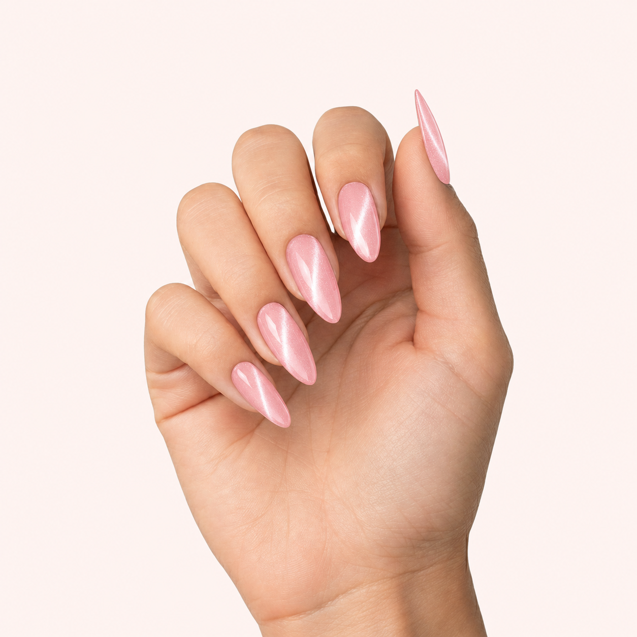 Gel Polish Shellac Soft Pastel Cat Eye Salmon