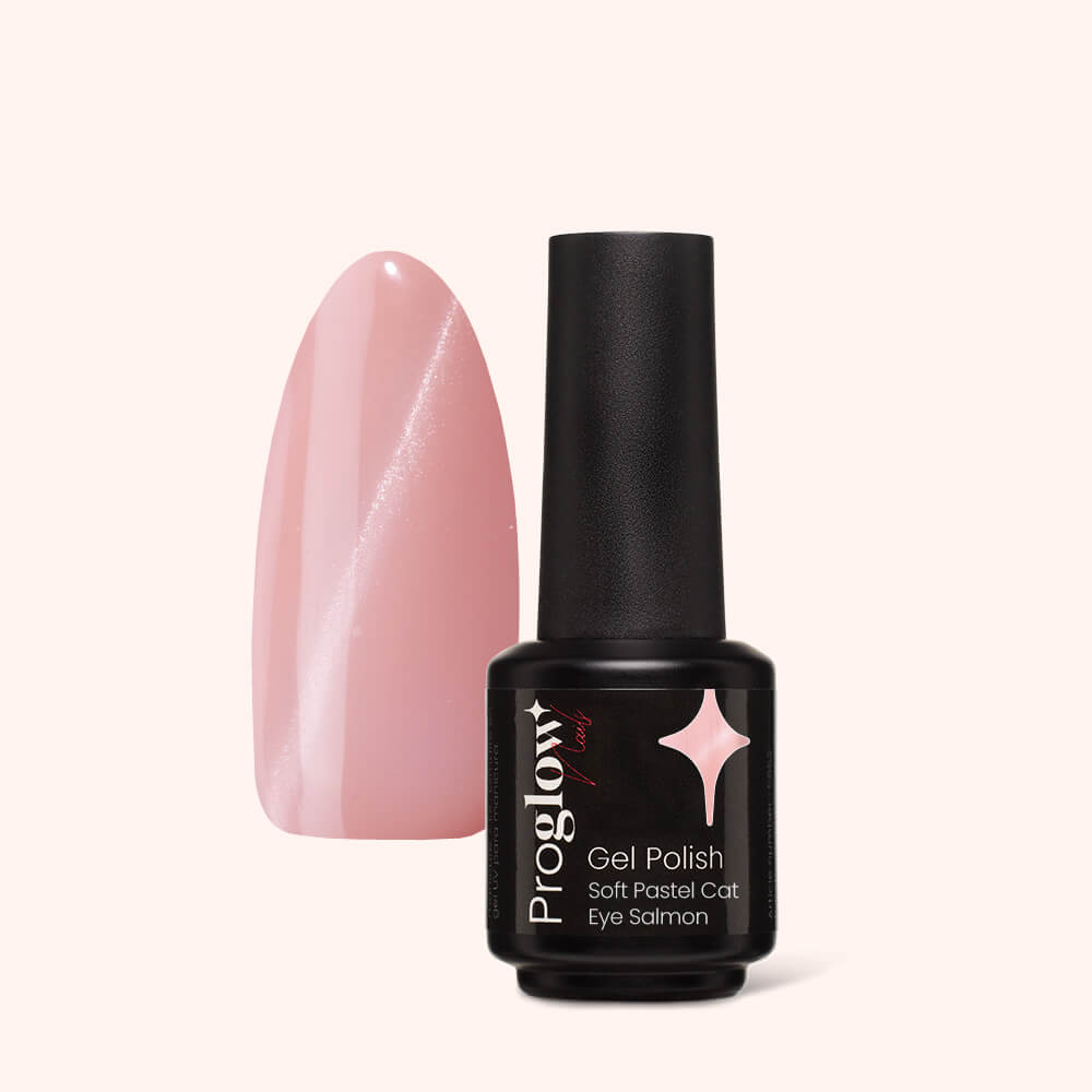 Gel Polish Shellac Soft Pastel Cat Eye Salmon