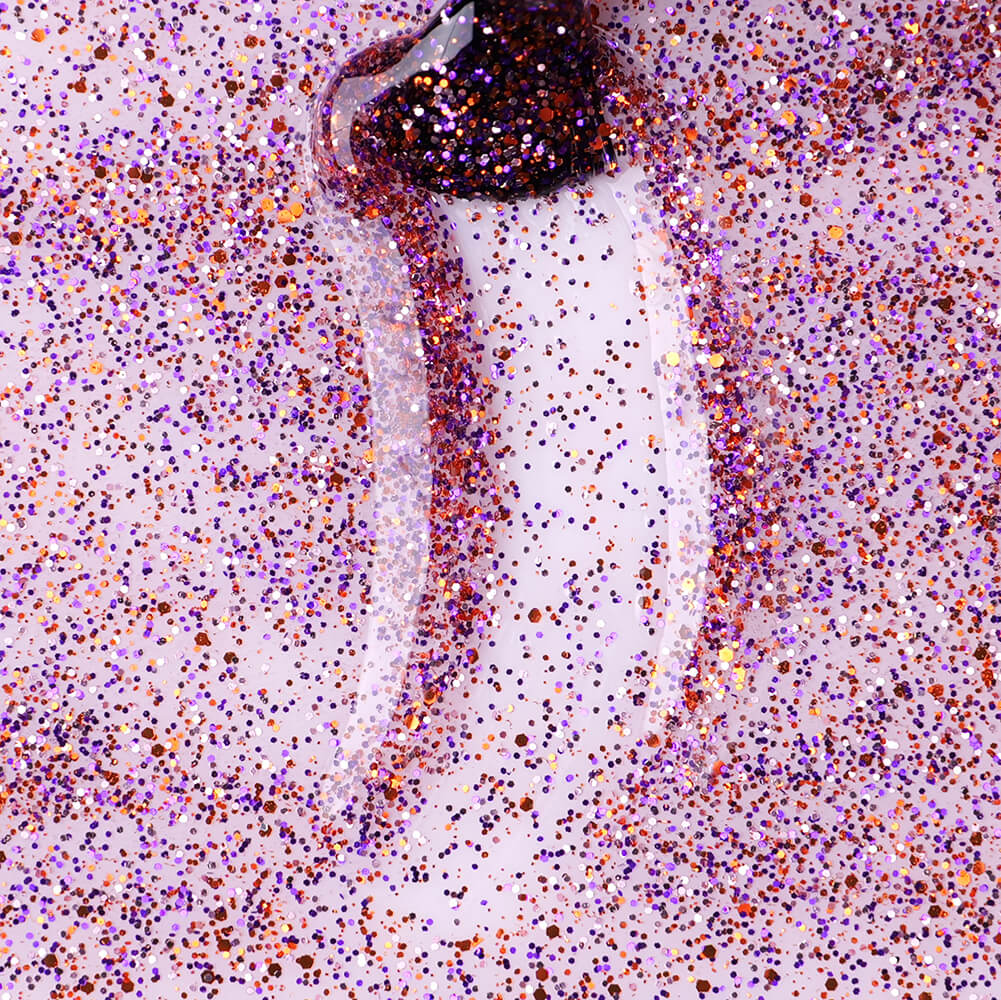 Gel Polish Shellac Pink-Purple-Orange Glitter