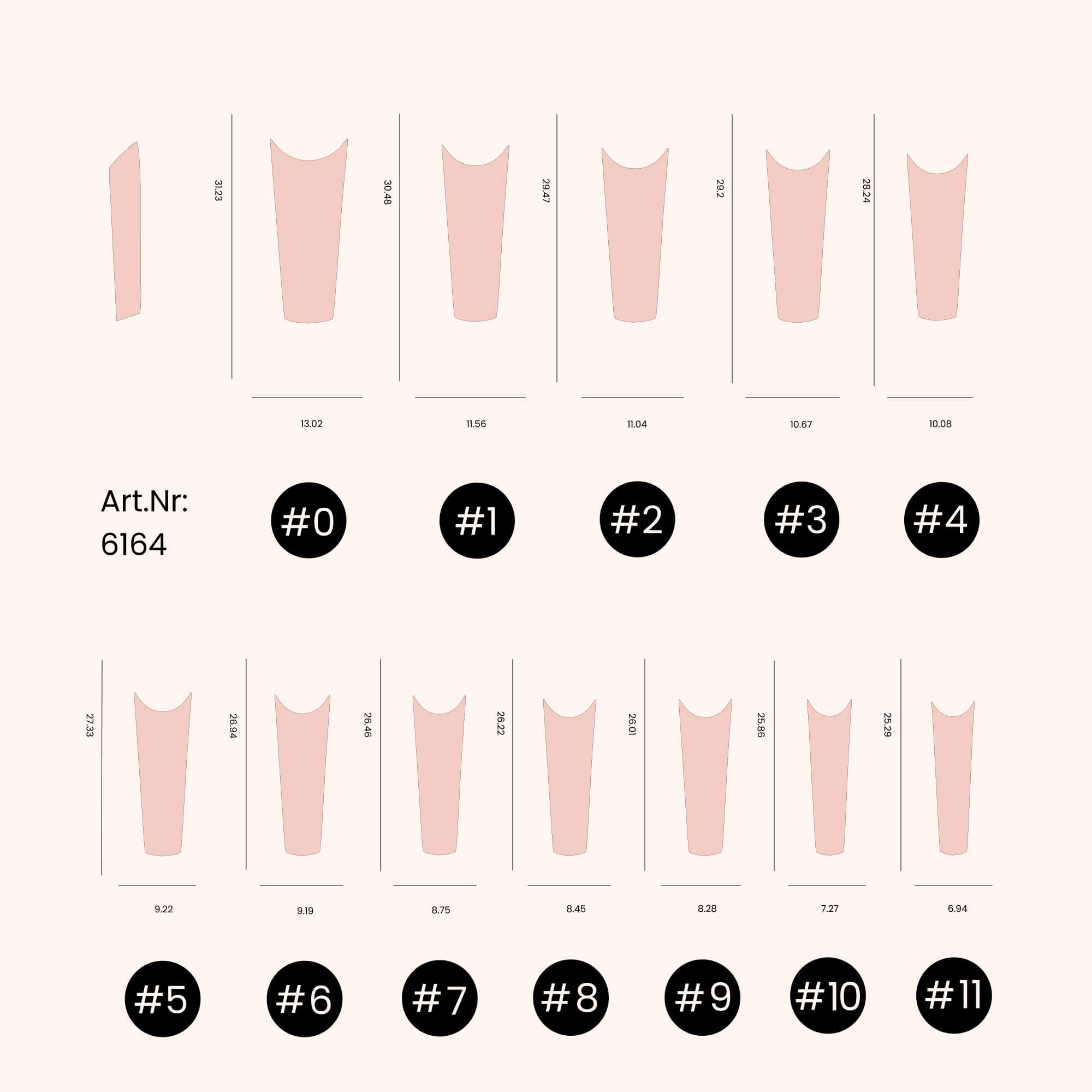 Nail Tips Coffin natural 500 Stück