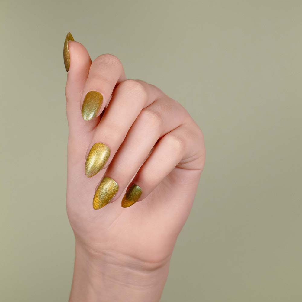 Gel Polish Shellac Cat Eye Golden Leafs