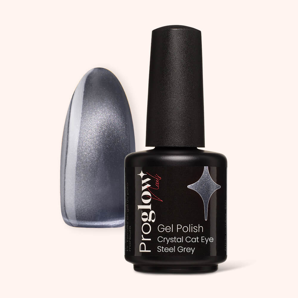 Gel Polish Shellac Crystal Cat Eye Steel Grey