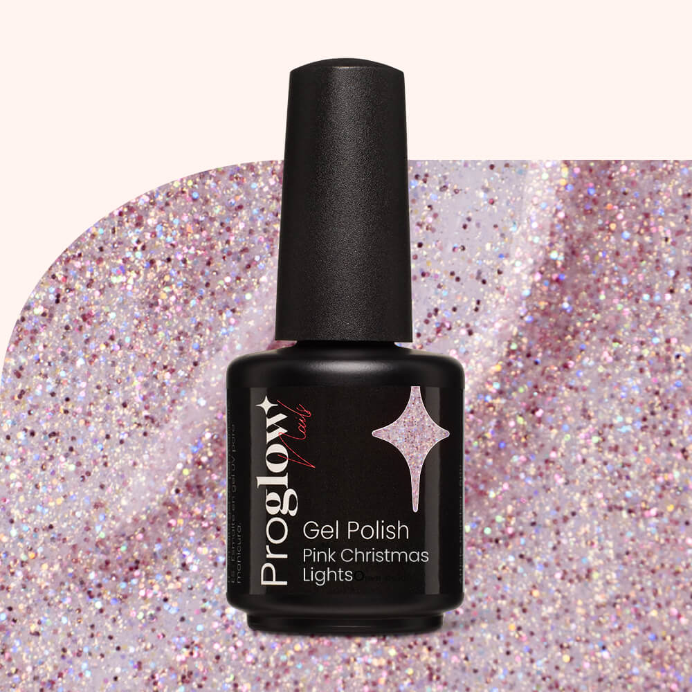 Gel Polish Shellac Pink Christmas Lights