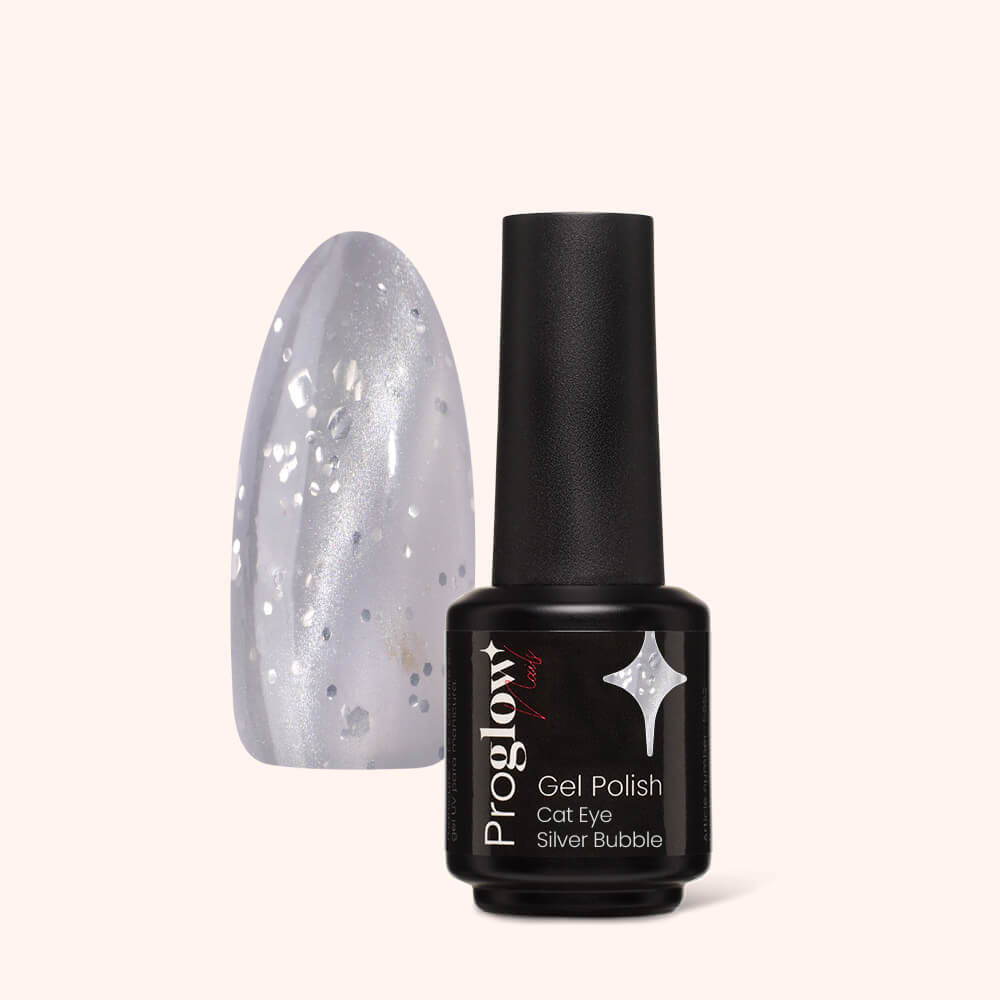 Gel Polish Shellac Cat Eye Silver Bubble