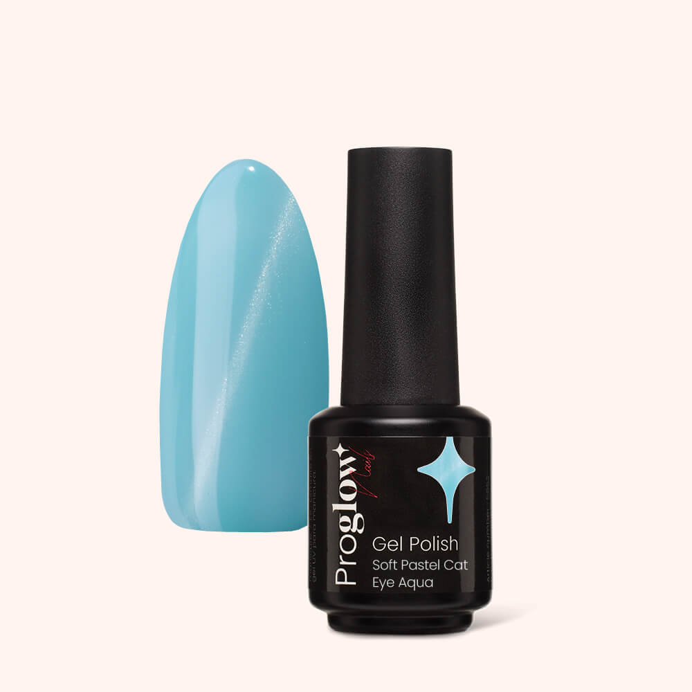 Gel Polish Shellac Soft Pastel Cat Eye Aqua
