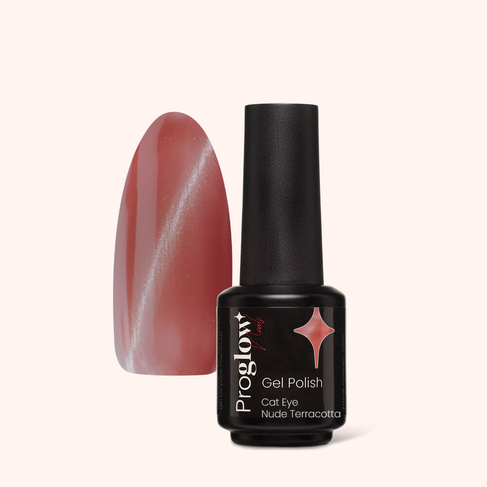 Gel Polish Shellac Cat Eye Nude Terracotta